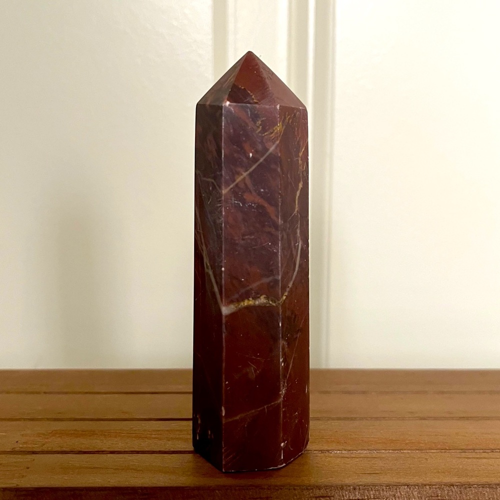 Red Jasper Tower | Natural Stone Crystal Point Obelisk Wand | Meditation Stone